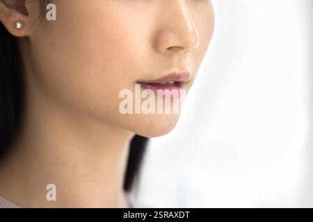 Gros plan du bas du visage de jeunes femmes asiatiques magnifiques Banque D'Images