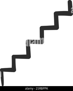 Icône d'escalier simple, noire dessinée à la main isolé sur fond blanc, symbolisant la croissance, le progrès et le mouvement ascendant dans les affaires, la carrière ou le personnel Illustration de Vecteur