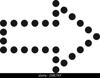 Flèche noire composée de points, pointant vers la droite sur un fond blanc propre, indiquant efficacement la direction et le mouvement avec un design simple et minimaliste Illustration de Vecteur