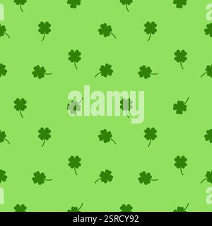 Lucky quatre feuilles vert trèfle modèle sans couture, texture de fond Illustration de Vecteur