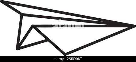 Illustration minimaliste d'art au trait mettant en vedette un avion en papier glissant gracieusement dans les airs, représentant les thèmes du voyage, de la communication et de la beauté de la simplicité Illustration de Vecteur