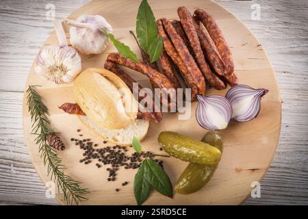 Frankfurterki World à de petites saucisses minces connues et aimées Banque D'Images