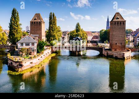 Ponts couverts, Pont couverts, dans le quartier petite France. Strasbourg, Bas-Rhin, Grand est, France, Europe Banque D'Images