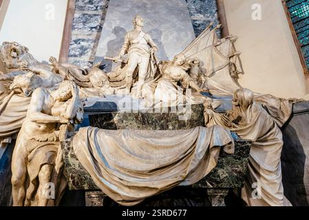 Monument funéraire de Maurice de Saxe dans l'église Saint-Thomas, chef-d'œuvre du funéraire baroque du XVIIIe siècle Strasbourg, Bas-Rhin, Grand est, Fran Banque D'Images