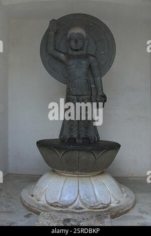 Statue dans la pagode de la paix à Dhauli Orissa Inde Banque D'Images