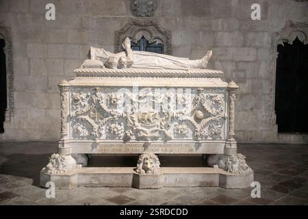 Tombe de Vasco da Gama, monastère de Jerónimos, Lisbonne, Portugal Banque D'Images
