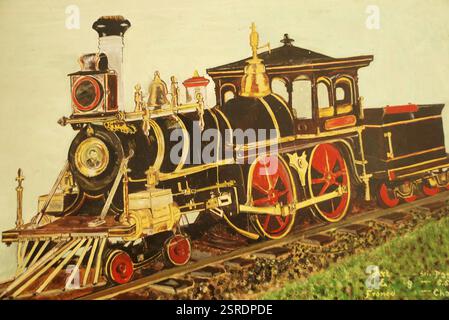 Peinture patrimoniale de loco à vapeur au musée ferroviaire de Mysore, Karnataka, Inde, Asie Banque D'Images