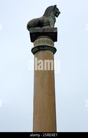 Pilier Ashoka, Kolhua, Vaishali, Bihar, Inde, Asie Banque D'Images
