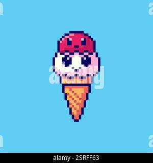 Pixel art Cute Ice Cream design d'actifs de jeu Illustration de Vecteur