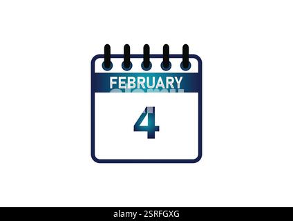 4 février, icône calendrier et rappel calendrier quotidien Time Planner. Style plat d'illustration vectorielle. Illustration de Vecteur