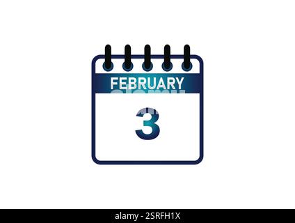 3 février, icône calendrier et rappel calendrier quotidien Time Planner. Style plat d'illustration vectorielle. Illustration de Vecteur