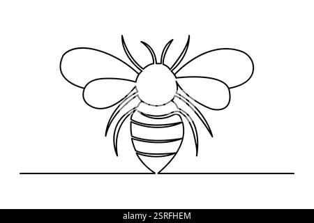 Bee dessin continu d'une ligne et icône vectorielle de contour minimaliste Illustration de Vecteur