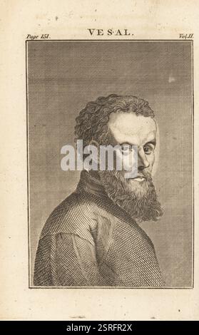 Andries van Wezel, ou Andreas Vesalius, anatomiste et médecin néerlandais, 1514-1564. Vesal. Gravure sur cuivre de John Barlow de l’ouvrage The Whole Works of Lavater de John Grenville sur Physiognomy, W. Butters, W. Simmonds, Londres, 1797. Banque D'Images