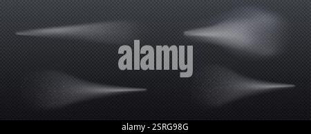 Collection de brouillard d'eau de vecteur - gouttelettes dispersées transparentes réalistes, éclaboussures blanches brumeuses, différentes formes et densités de nuages d'aérosols Illustration de Vecteur