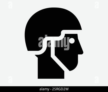 Casque de protection de la tête casque Hard Hat Bicycle Man Sport Skateboard Strap vue latérale Noir Blanc icône signe symbole illustration graphique vecteur Illustration de Vecteur