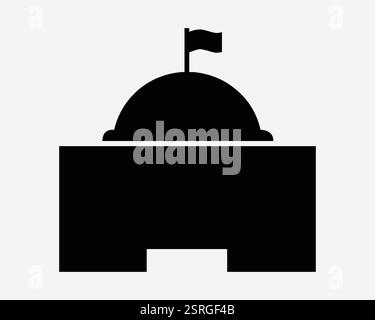 Forme de dôme de bâtiment du gouvernement avec drapeau Waving Bank Museum Center court structure Noir Blanc icône signe symbole illustration graphique vecteur Illustration de Vecteur
