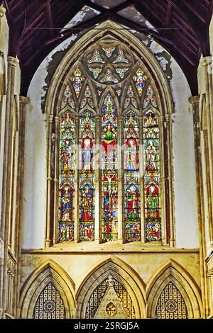 Intérieur de l'Église vitraux afghane, Colaba, Mumbai, Maharashtra, Inde, Asie Banque D'Images