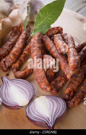 Frankfurterki World à de petites saucisses minces connues et aimées Banque D'Images