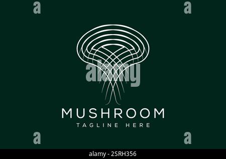 Design de logo de champignon minimal moderne, logo de champignon de luxe, logo de champignon Technology Line, art de ligne de design de logo de technologie de champignon unique premium Illustration de Vecteur