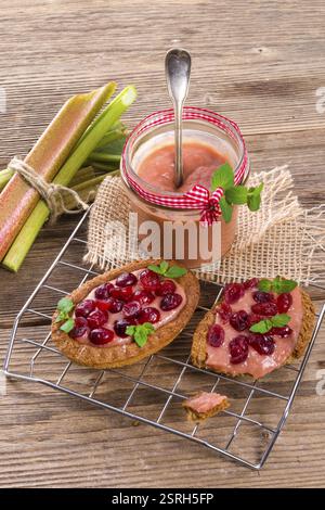 Tartelette de rhubarbe à la canneberge Banque D'Images