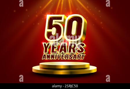 Anniversaire 50e année, célébration d'or, événement d'anniversaire. Vecteur Illustration de Vecteur
