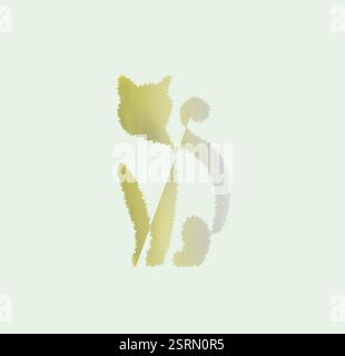 Chat drôle de dessin animé vectoriel assis sur fond blanc Illustration de Vecteur