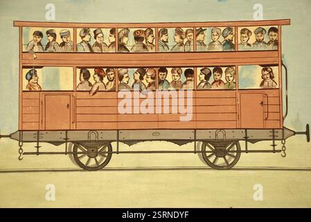 Peinture patrimoniale de loco à vapeur dans le musée ferroviaire de Mysore, Karnataka, Inde, Asie Banque D'Images