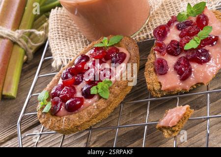 Tartelette de rhubarbe à la canneberge Banque D'Images