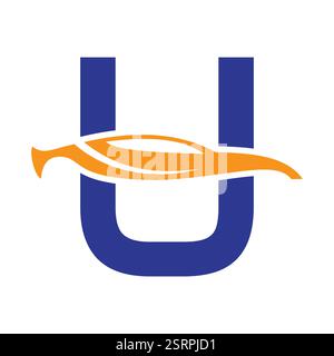 Lettre initiale U concept de conception de logo automobile avec modèle de vecteur de symbole de voiture Illustration de Vecteur