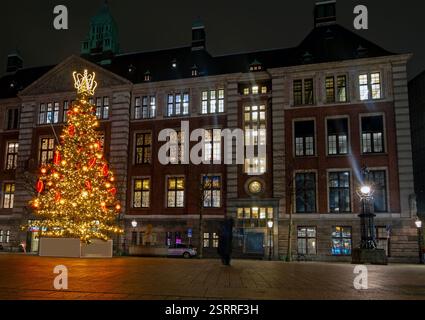 Noël à Amsterdam la nuit aux pays-Bas Banque D'Images