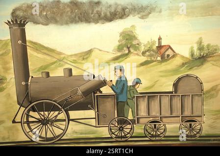 Peinture patrimoniale de loco à vapeur dans le musée ferroviaire de Mysore, Karnataka, Inde, Asie Banque D'Images