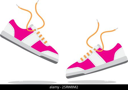 Baskets roses pour le jogging et le sport. Chaussures de baskets à la mode moderne. Chaussures de sport. Vecteur plat isolé sur fond blanc. Chaussures de course. Illustration de Vecteur