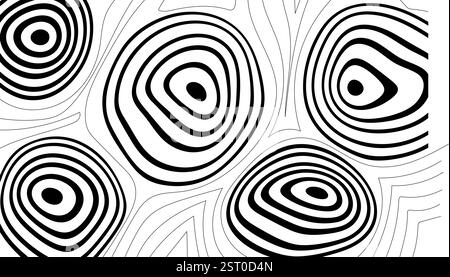 Fond abstrait avec des cercles concentriques. Noir et blanc. Illustration de Vecteur