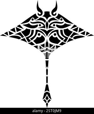 Vecteur tribal Manta ray poisson de mer silhouette d'animal de mer isolé desing graphique Illustration de Vecteur