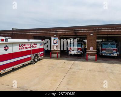 Images de drone de jour du service d'incendie de Louisburg en Caroline du Nord Banque D'Images