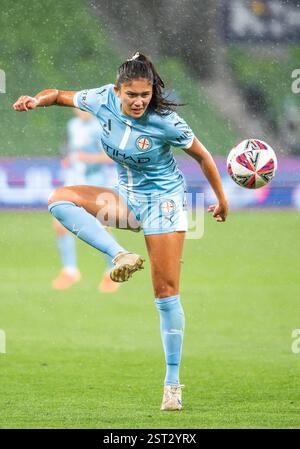 Melbourne, Australie. 15 février 2025. Alexia Apostolakis, de Melbourne City, vue en action lors du match féminin des ligues A entre le Melbourne City FC et le Sydney FC à AAMI Park. Score final : Melbourne City FC 2 - 1 Sydney FC crédit : SOPA images Limited/Alamy Live News Banque D'Images
