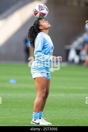 Melbourne, Australie. 15 février 2025. Lourdes Bosch de Melbourne a connu un échauffement lors du match féminin des A-ligues entre le Melbourne City FC et le Sydney FC à AAMI Park. Score final : Melbourne City FC 2 - 1 Sydney FC (photo Olivier Rachon/SOPA images/SIPA USA) crédit : SIPA USA/Alamy Live News Banque D'Images