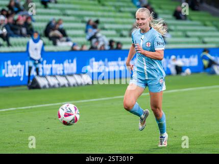 Melbourne, Australie. 15 février 2025. Holly McNamara de Melbourne City vue en action lors du match féminin des ligues A entre le Melbourne City FC et le Sydney FC à AAMI Park. Score final : Melbourne City FC 2 - 1 Sydney FC (photo Olivier Rachon/SOPA images/SIPA USA) crédit : SIPA USA/Alamy Live News Banque D'Images