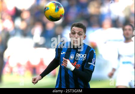 BERGAME, ITALIE - 15 FÉVRIER : Mateo Retegui d'Atalanta BC en action, pendant le match de Serie A entre Atalanta BC et Cagliari Calcio au stade Gewiss le 15 février 2025 à Bergame, Italie. (Photo de MB Media) Banque D'Images