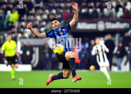TURIN, ITALIE - 16 FÉVRIER : Mehdi Taremi du FC Internazionale en action, lors du match de Serie A entre le Juvent US FC et le FC Internazionale au stade Juventus le 16 février 2025 à Turin, Italie. (Photo de MB Media) Banque D'Images
