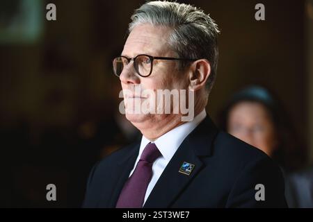 Cimetière national d'Arlington, Arlington, Virginie, États-Unis - 11 juillet 2024 : portrait en gros plan du premier ministre britannique Keir Starmer portant un sui Banque D'Images