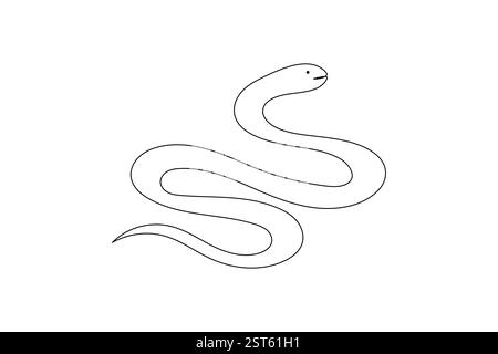 Dessin continu d'une ligne de serpent et style minimaliste isolent l'icône vectorielle de contour Illustration de Vecteur