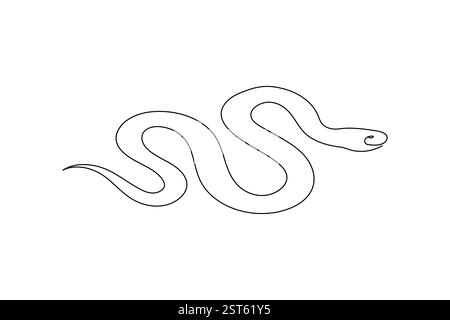 Dessin continu d'une ligne de serpent et style minimaliste isolent l'icône vectorielle de contour Illustration de Vecteur