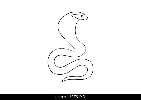 Dessin continu d'une ligne de serpent et style minimaliste isolent l'icône vectorielle de contour Illustration de Vecteur