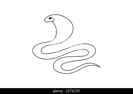 Dessin continu d'une ligne de serpent et style minimaliste isolent l'icône vectorielle de contour Illustration de Vecteur