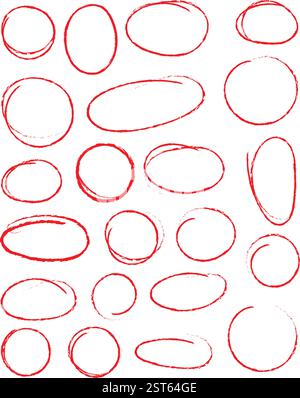 Cercles et ovales rouges dessinés à la main - illustration vectorielle Illustration de Vecteur