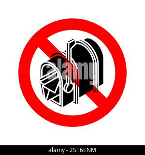 Arrêter la boîte aux lettres. Panneau d'interdiction rouge triangulaire. Symbole de boîte aux lettres d'interdiction Illustration de Vecteur