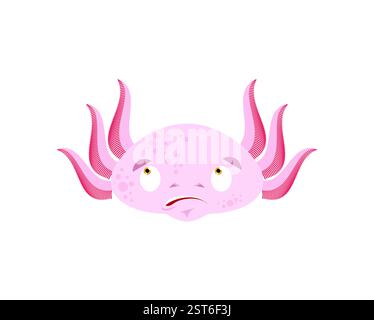 Axolotl confus emoji oops face avatar. salamandre perplexe émotions surprise. Illustration de Vecteur