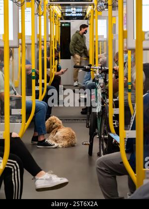 Berlin, Allemagne - 27 août 2020 : métro et voyager à l'époque du Coronavirus (COVID-19). Europe Banque D'Images