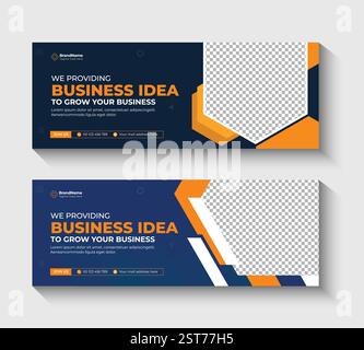 Business social media web bannière et modèle de vecteur d'annonces de couverture. Publication sur les médias sociaux, bannière de couverture, modèle de conception publicitaire. Illustration de Vecteur